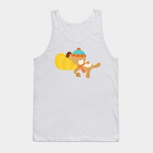 Autumn Bear, Cute Bear, Sleeping Bear, Pumpkin Tank Top